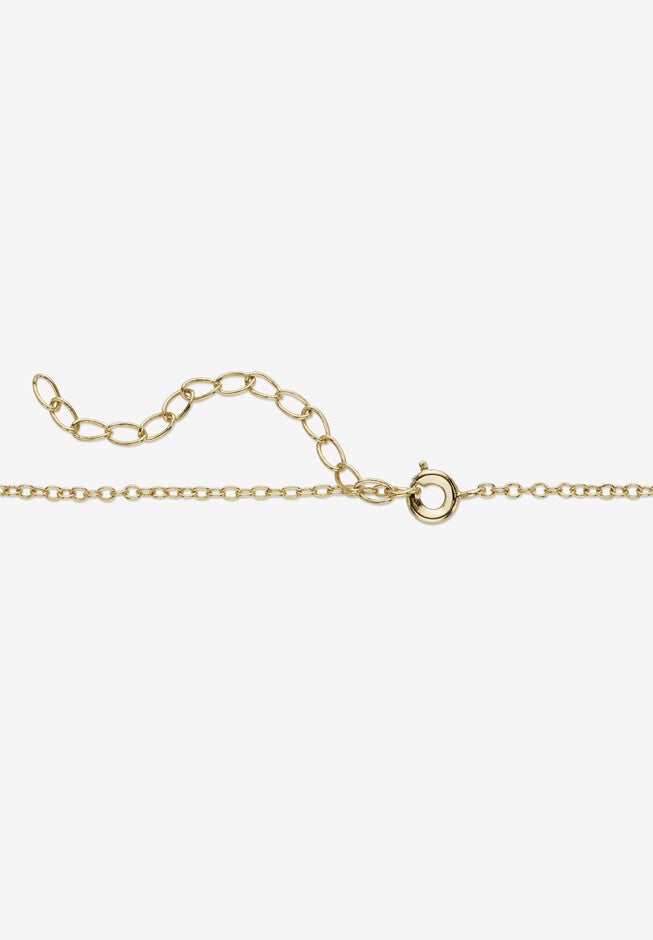 Gold-Plated Diamond Accent Cluster Pendant with 18 inches Chain, , on-hover image number null