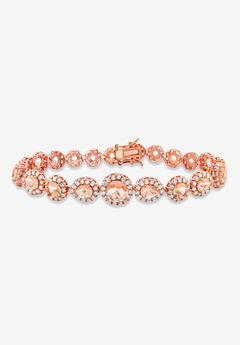 14.70 Tcw Simulated Pink Morganite And Cz Rose Gold-Plated Bracelet 7.5"