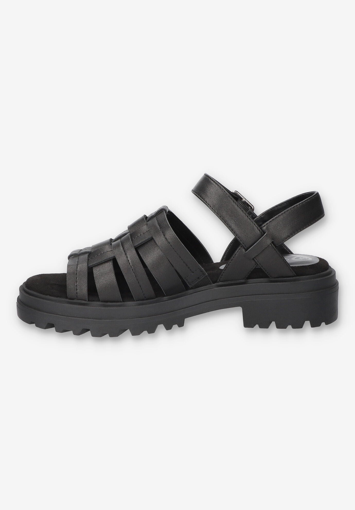 Loni Lug Sole Fisherman Sandal, BLACK LEATHER, alternate image number 4