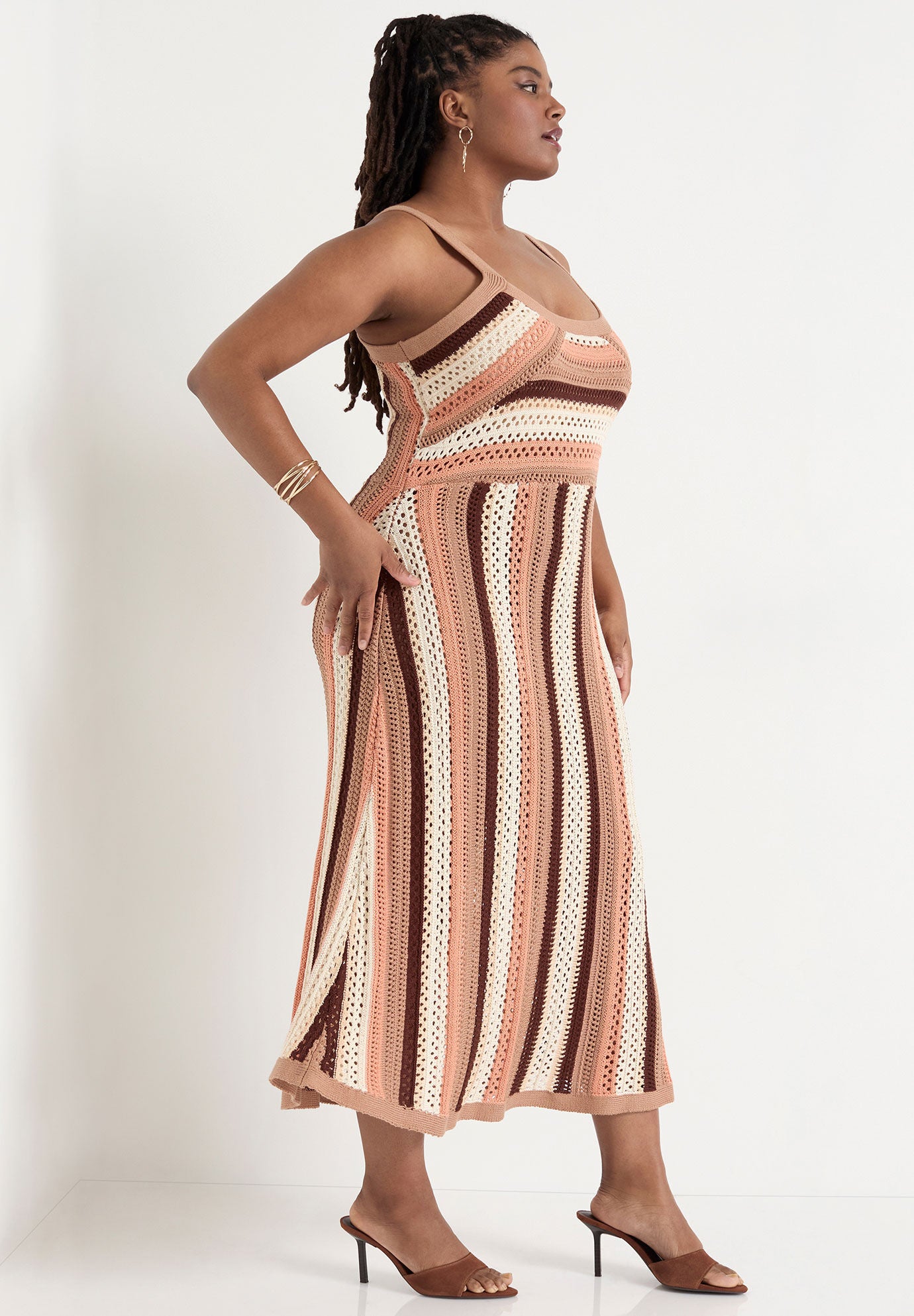 Stripe Sweater Midi Dress, MULTICOLOR STRIPE, alternate image number 2