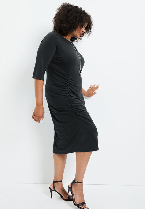 Ruched Detail Midi Dress, , alternate image number null