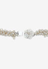 Silver Tone Oval Cultured Freshwater Pearl (7x9mm) Flower Necklace and Bracelet Set, 18 inches, , on-hover image number null