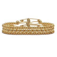 Goldtone Ball Bead Bracelets 7-inch length plus 2-inch extension, 3-Piece Set