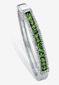 Round Birthstone Bangle Bracelet In Silvertone Jewelry