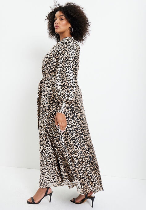 Evyre Side Slit Sequin Dress, , alternate image number null