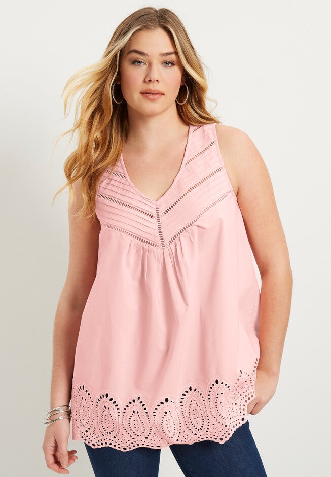 Lace Yoke La Vie Tank, SOFT BLUSH, hi-res image number null