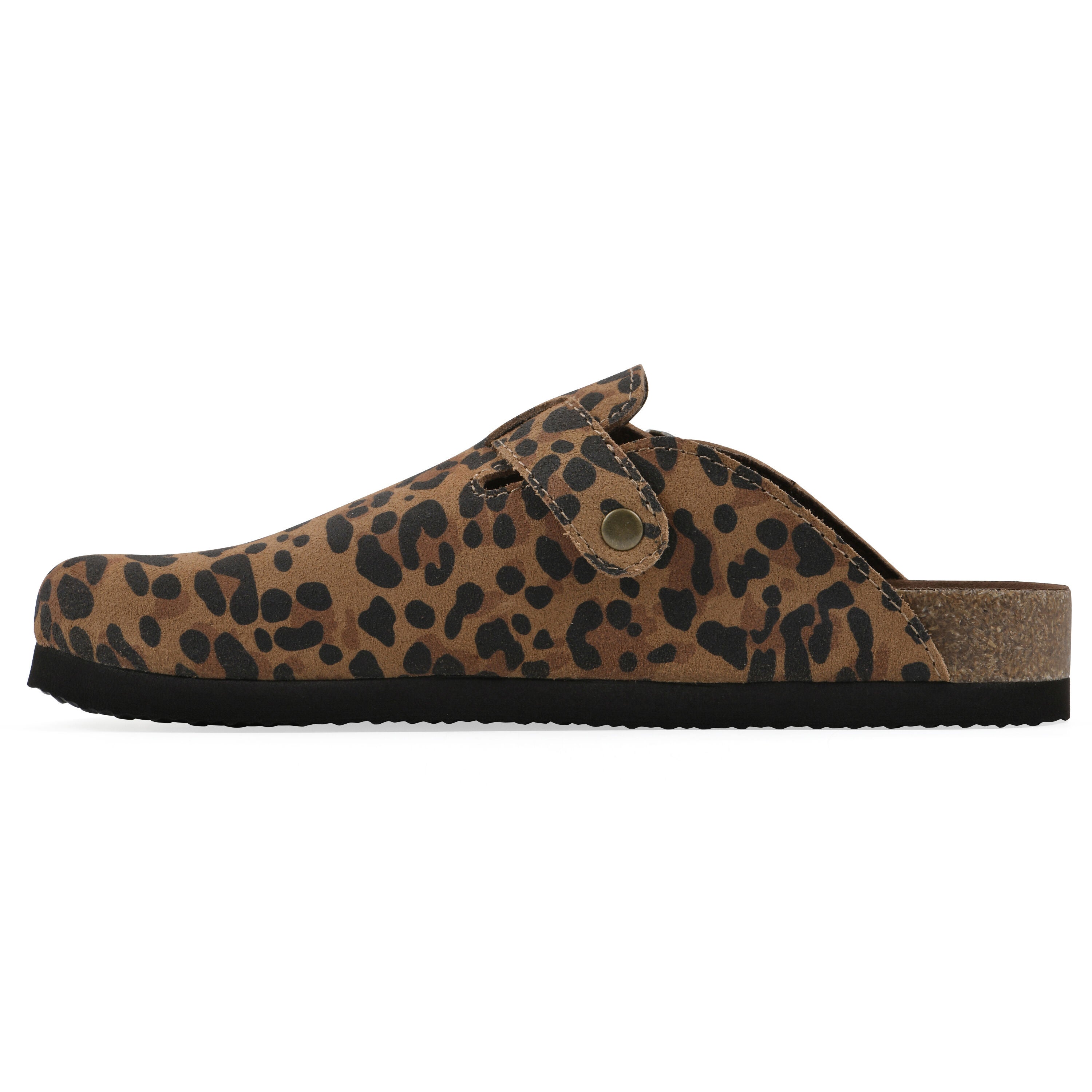 Bari Footbeds Clog, BROWN LEOPARD SUEDE, alternate image number 3
