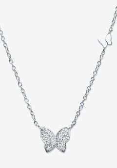 .16 Tcw .925 Sterling Silver Cubic Zirconia Butterfly Necklace 18"-20"