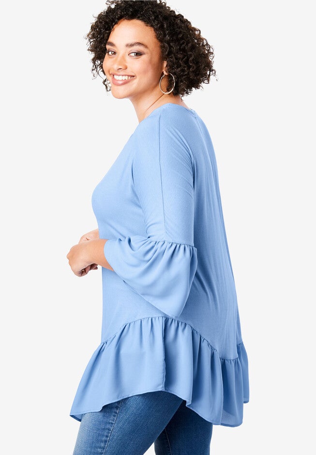 Ruffle-Hem Drape Tunic, , alternate image number null