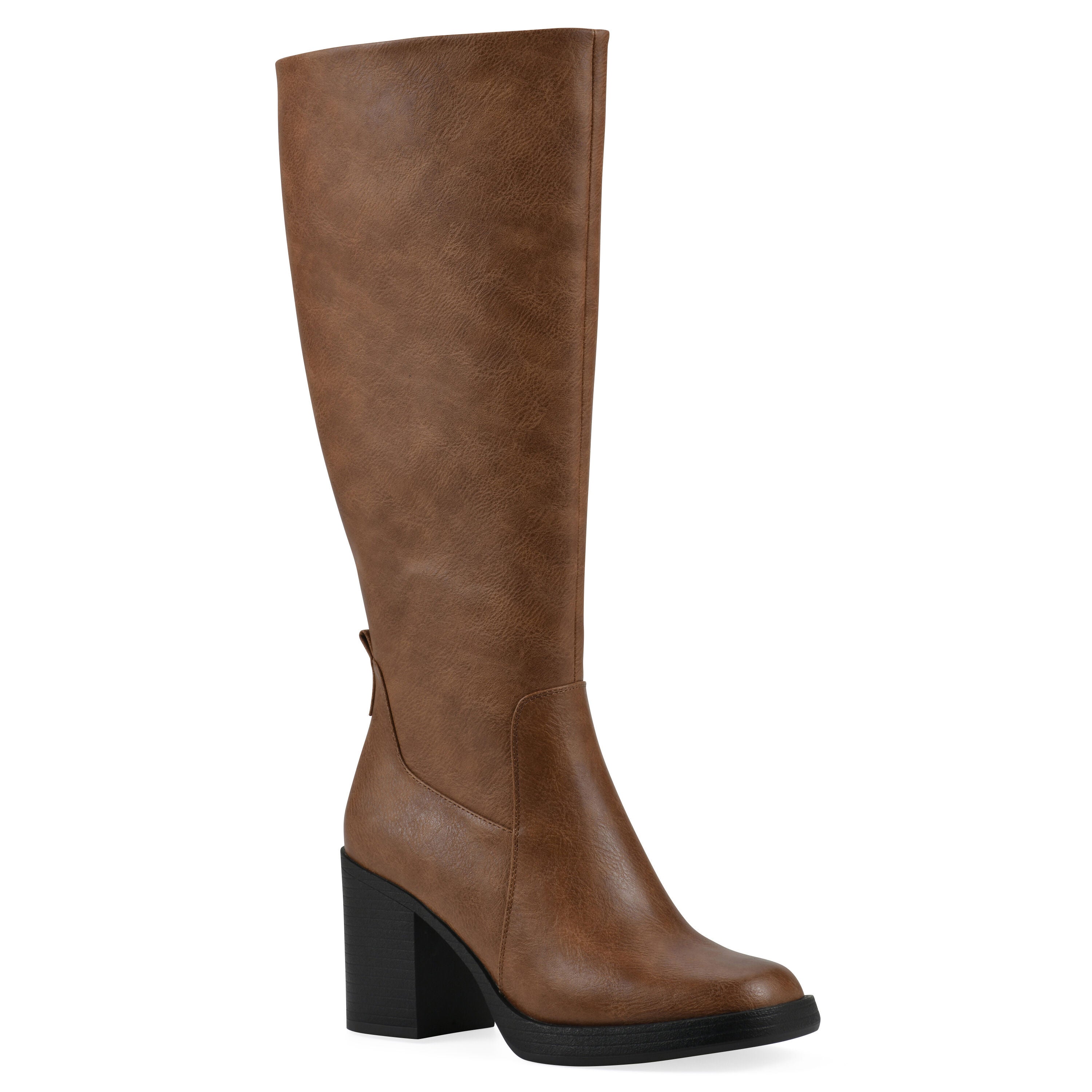 Mackle Tall Shaft Wide Calf Block Heel Boot, DARK NATURAL SMOOTH, hi-res image number 0