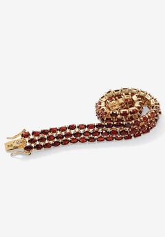 Gold & Silver Tennis Bracelet with Oval Garnet