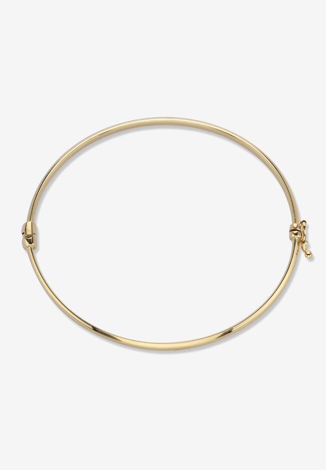 Yellow Gold Plated Sterling Silver Polished Bangle Bracelet (4Mm), 7.75 Inches Jewelry, , on-hover image number 1