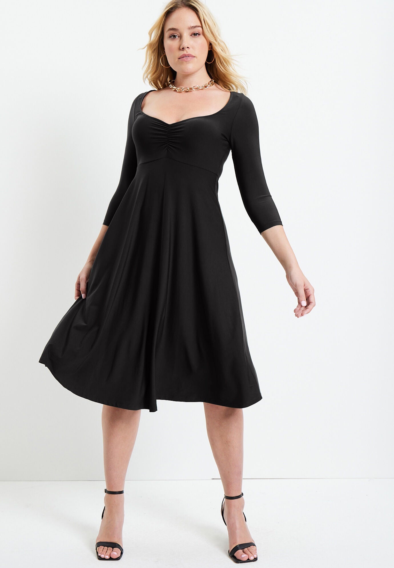 Plus Size Sweetheart Swing Dress for Women Black Woman Within