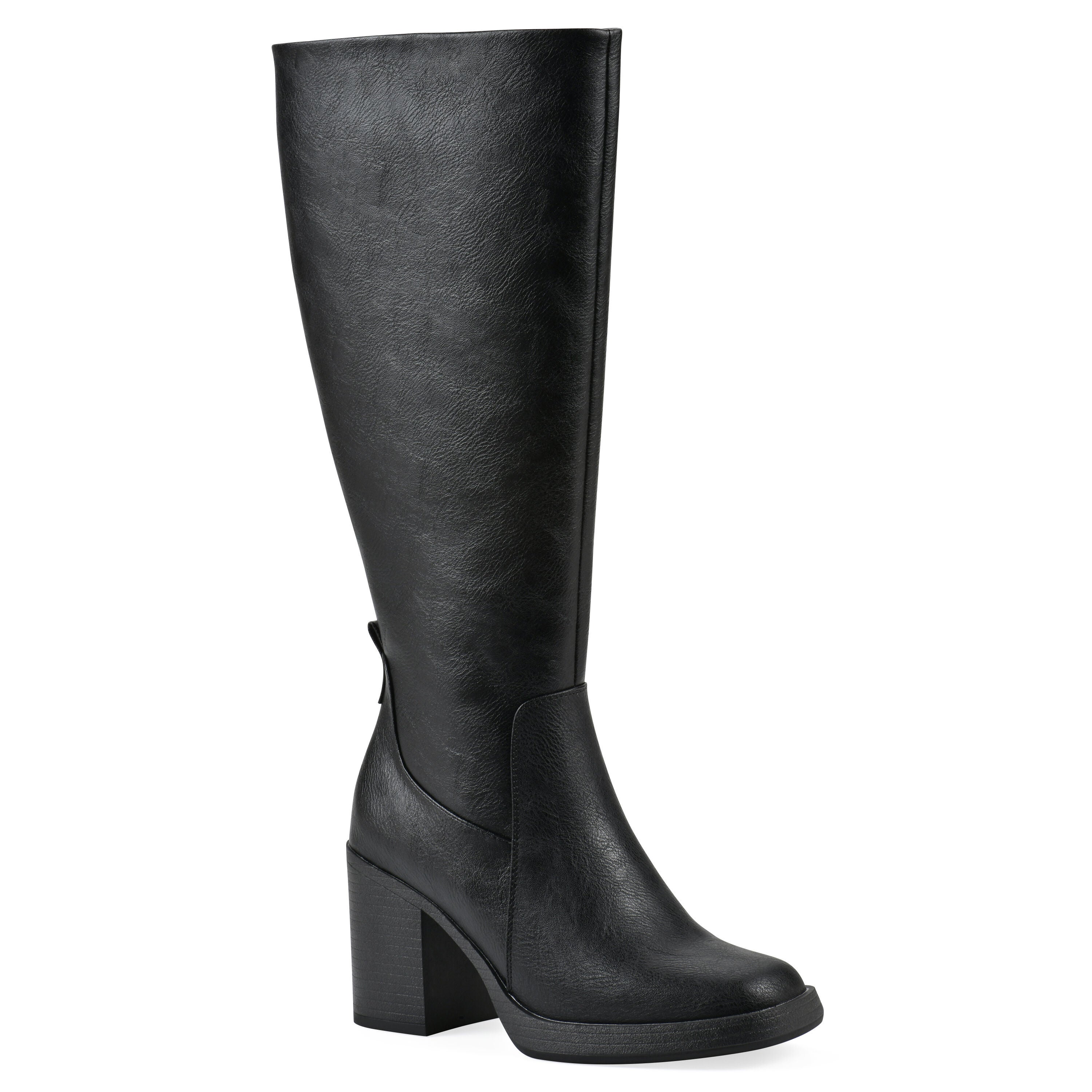 Mackle Tall Shaft Wide Calf Block Heel Boot, BLACK SMOOTH, hi-res image number 0