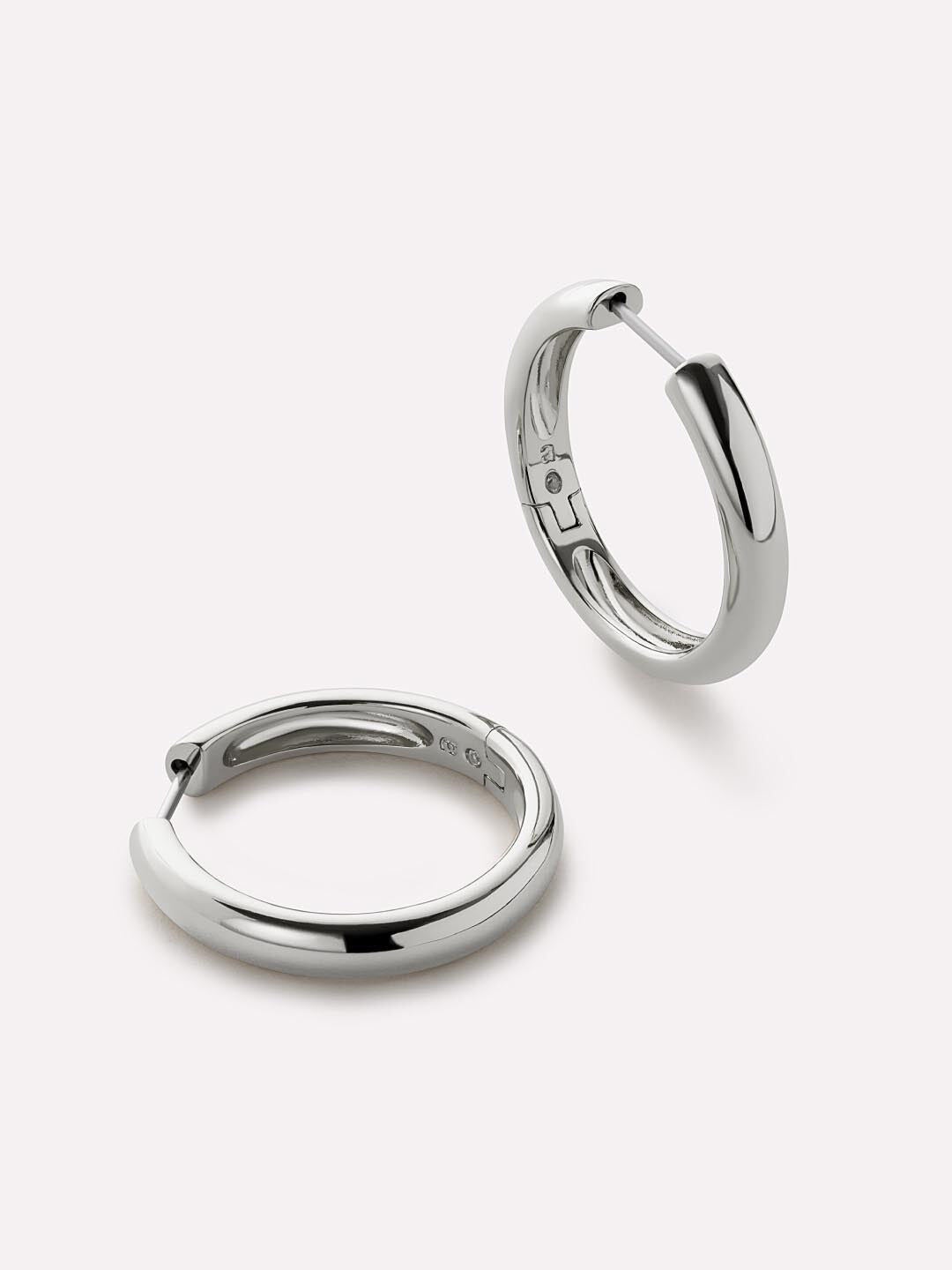Giulia Large Silver Hoop Earrings, SILVER, hi-res image number 0