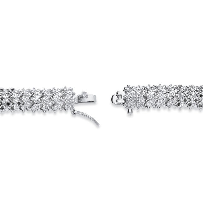1 TCW Diamond Snake-Link Bracelet Platinum-Plated, WHITE, on-hover image number 1