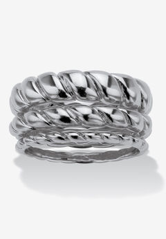 3-Piece Silvertone Ring Set Jewelry