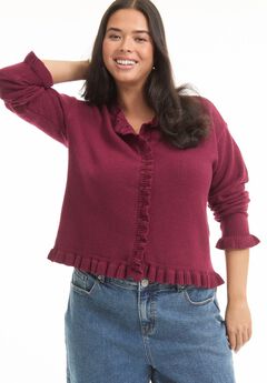 Ruffle Hem Buttoned Sweater