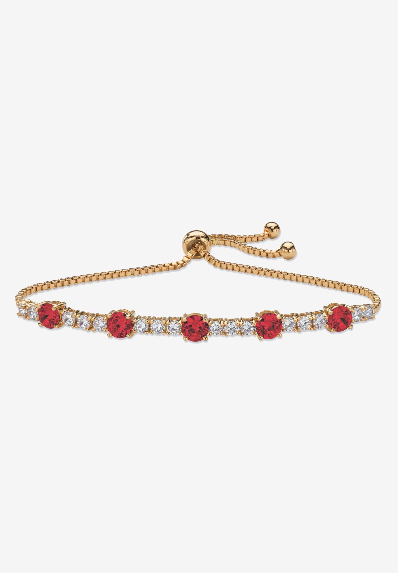 1.60 Cttw. Birthstone And Cz Gold-Plated Bolo Bracelet 10 inches, JULY, hi-res image number 0