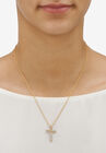 Gold Over Sterling Silver Diamond Accent Cross Pendant Necklace (16Mm) 18 Inches, , alternate image number null