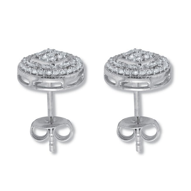 .30 TCW Diamond Sterling Silver Pave Stud Earrings (4/10 inch), WHITE, on-hover image number 1