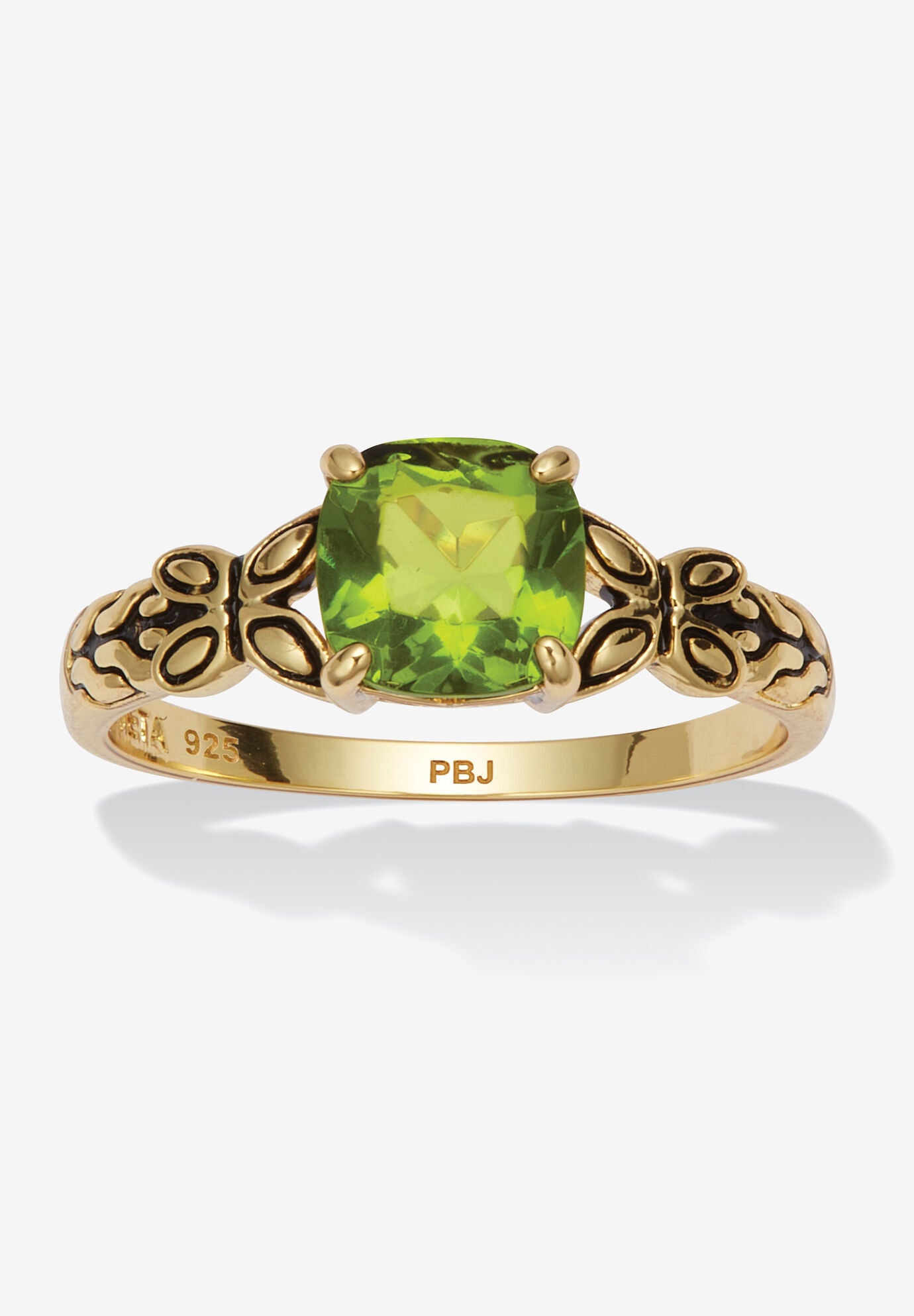 Cushion Cut Birthstone Ring In Gold-Plated Sterling Silver, AUGUST, hi-res image number 0