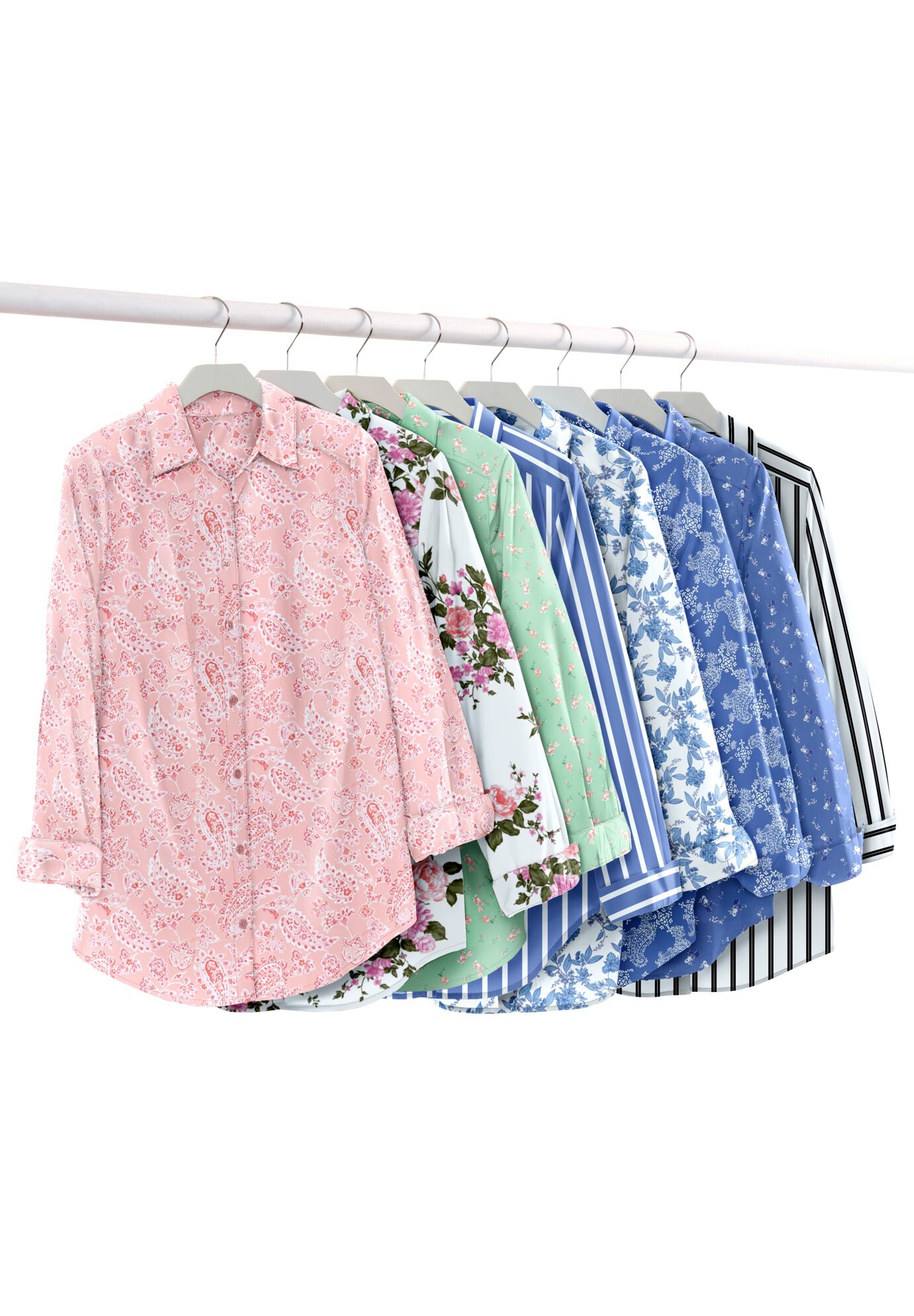 Plus Size Kate Long Sleeve Easy Cotton-Blend Button-Front Shirt, , alternate image number 2