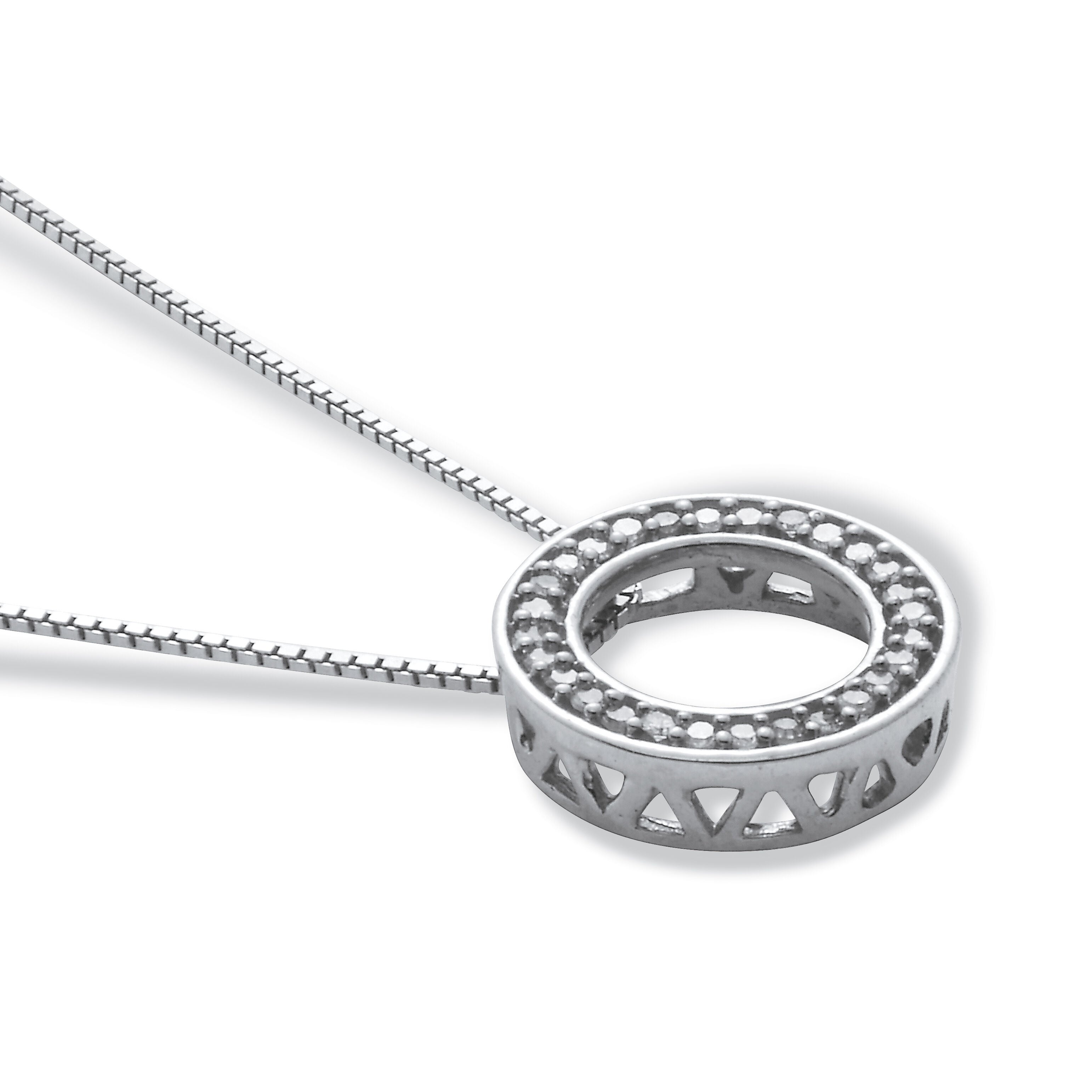 .14 TCW Diamond Sterling Silver Circle Necklace 18 Inches, WHITE, alternate image number 3