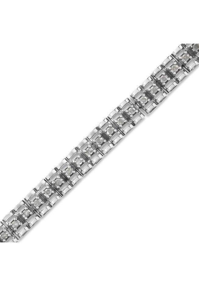 Sterling Silver 1/2 Cttw Diamond Doublelink Tennis Bracelet, , alternate image number 2