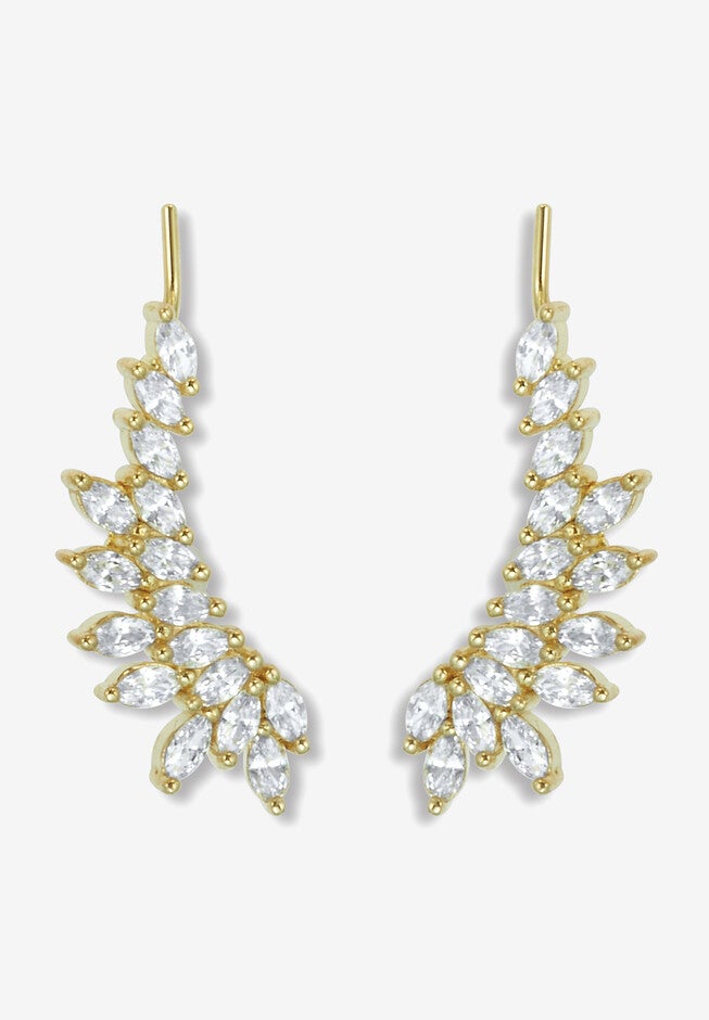 3.20 Tcw Marquise Cubic Zirconia 18K Yellow Gold-Plated Ear Pin Earrings, GOLD, hi-res image number 0