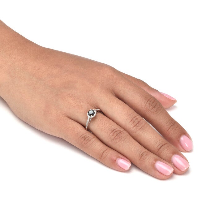.53 TCW Black Diamond Sterling Silver Promise Ring, BLACK, alternate image number null