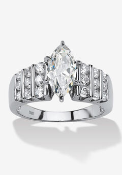 2.85 Cttw Marquise Cut Cubic Zirconia Ring Platinum Plated .925 Sterling Silver