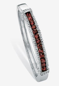 Round Birthstone Bangle Bracelet In Silvertone Jewelry