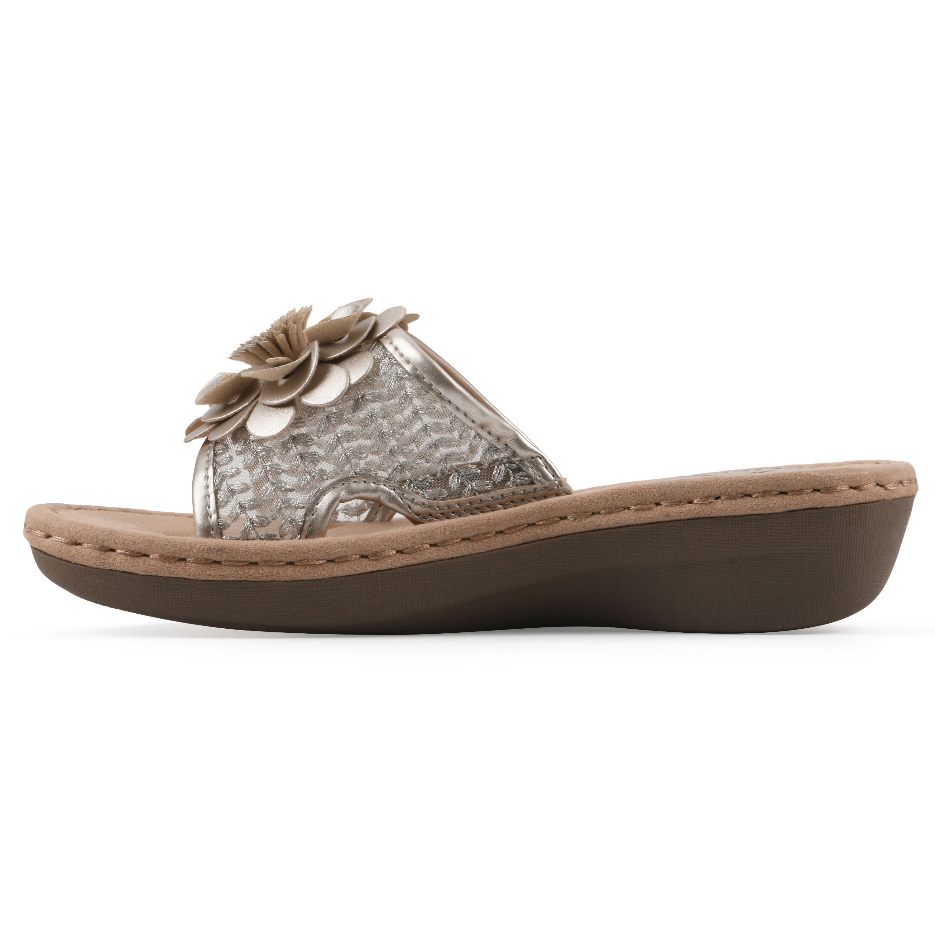 Chill 2 Wedge Slide Sandal, PLATINO FABRIC, alternate image number 3