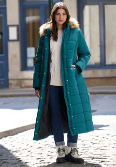 Plus Size Maxi Length Puffer Coat
