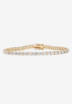 10.75 Tcw Round Cubic Zirconia Yellow Gold-Plated Tennis Bracelet 7.5"