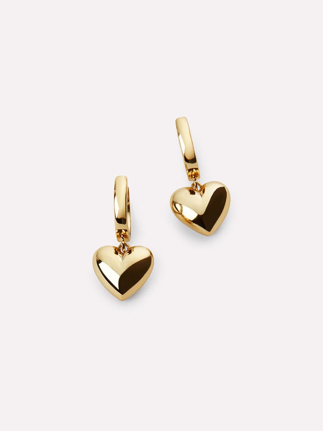Puffed Heart Hoops - Jessica, GOLD, hi-res image number 0