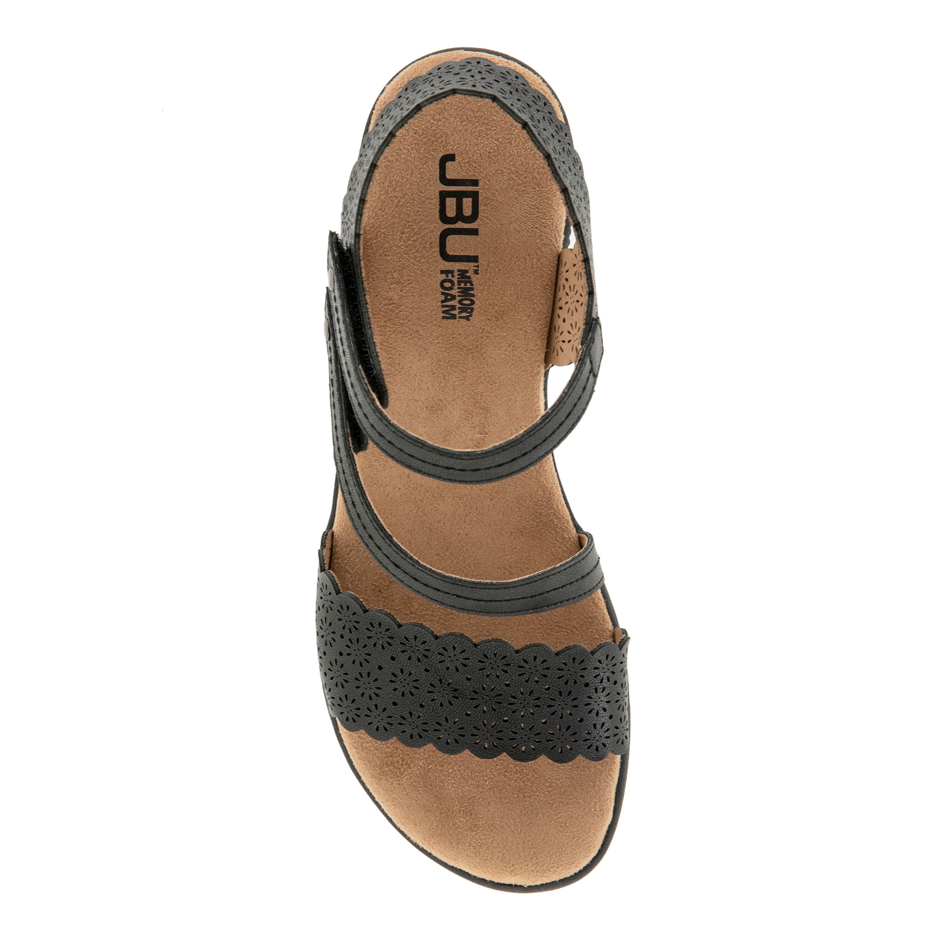 Gracie Hook and Loop Wedge Sandal, BLACK, alternate image number 4