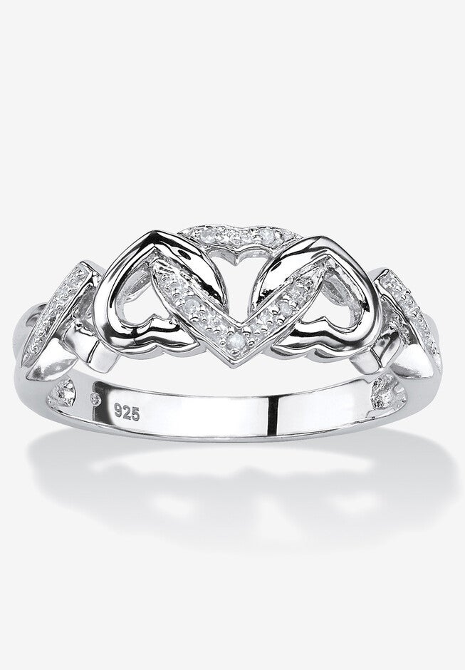Platinum & Silver Promise Ring with Diamond-Accent, WHITE, hi-res image number 0