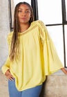 Crochet-Trim Blouse, LEMON MIST, hi-res image number null