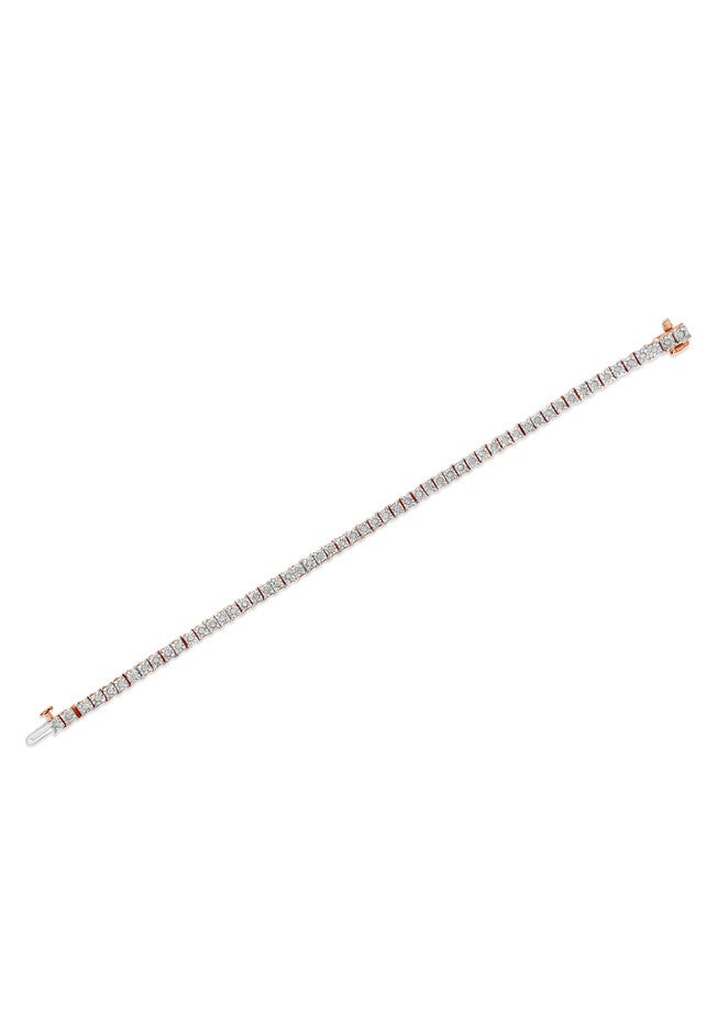 Rose Gold Over Sterling Silver Diamond Square Frame Miracleset Tennis Bracelet 7 inches, , alternate image number 4