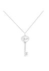 Sterling Silver Diamond Accent Virgo Zodiac Key Pendant Necklace, , on-hover image number null