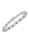 Sterling Silver Gemstone & Round Diamond Tennis Bracelet Pink Tourmaline October Birthstone, , alternate image number null