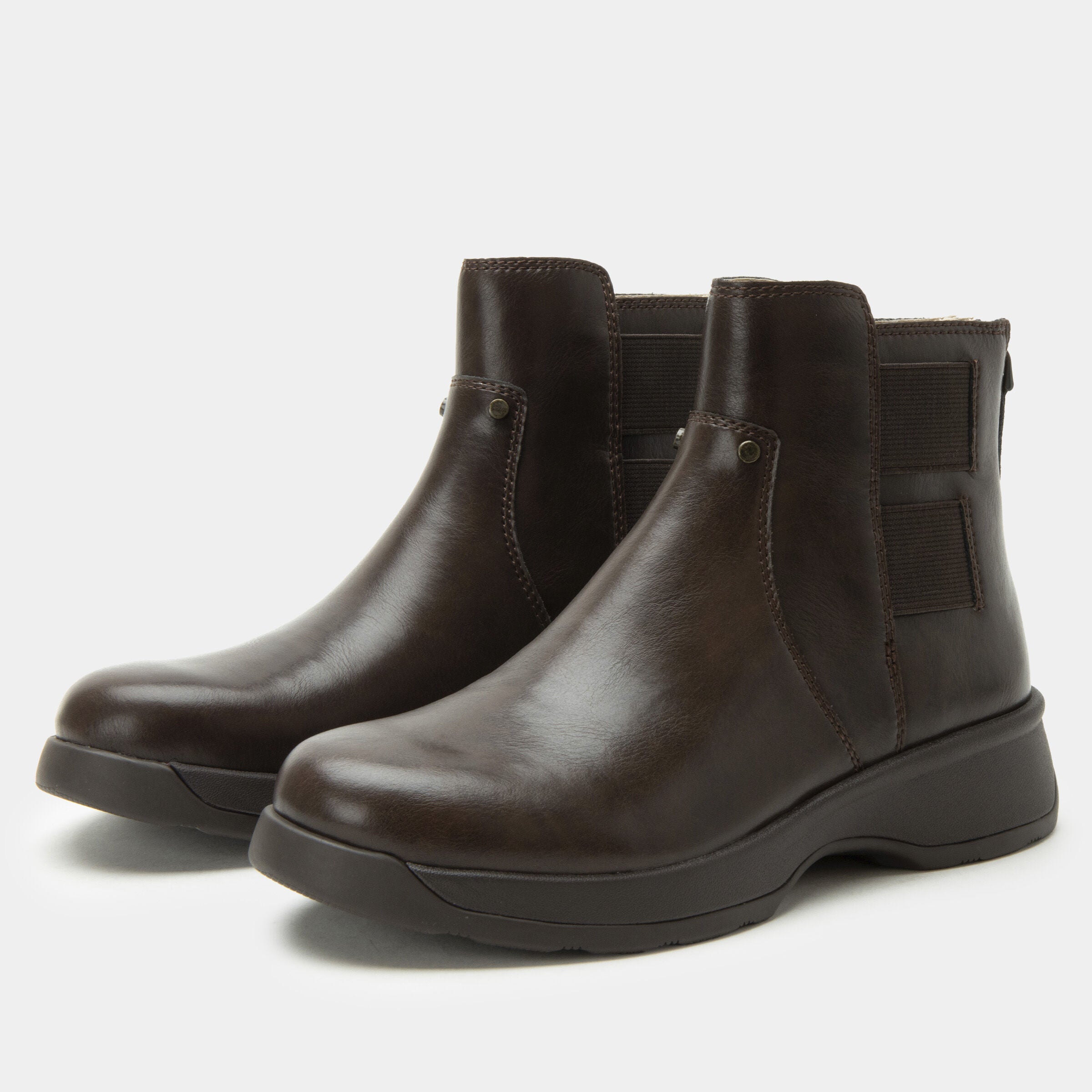 Jordyn Double Elastic Chelsea Boot With Heel Zipper, BROWN, hi-res image number 0