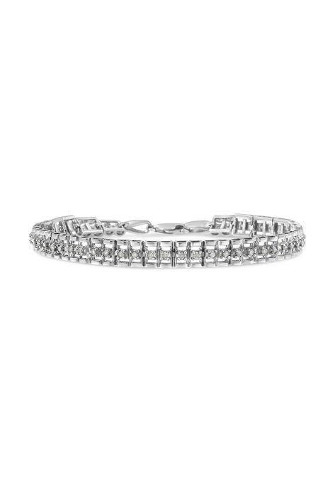 Sterling Silver 2.0 Cttw Diamond Doublelink Tennis Bracelet, WHITE, hi-res image number null