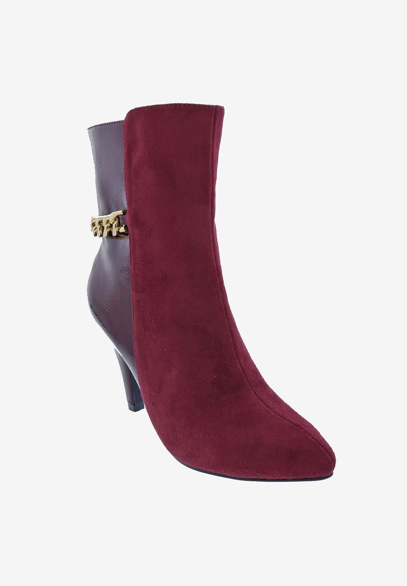 Chain Mid Calf Bootie, WINE MICRO PATENT, hi-res image number 0