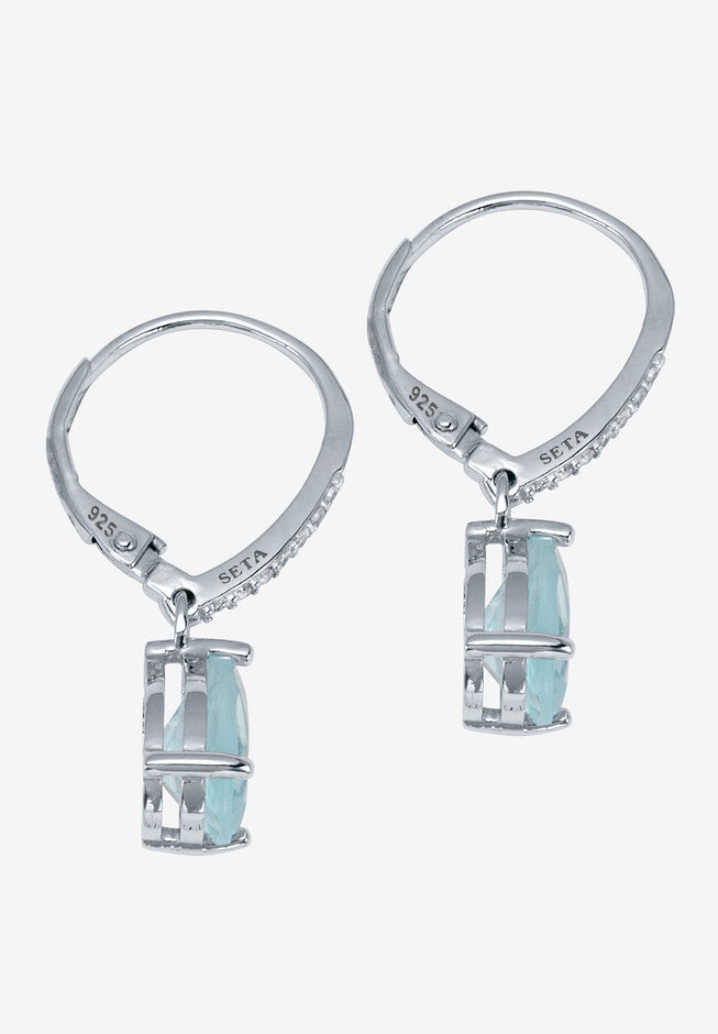 7.13 Tcw Pear Cut Genuine Blue Topaz And Cubic Zirconia Sterling Silver Earrings, , on-hover image number 1