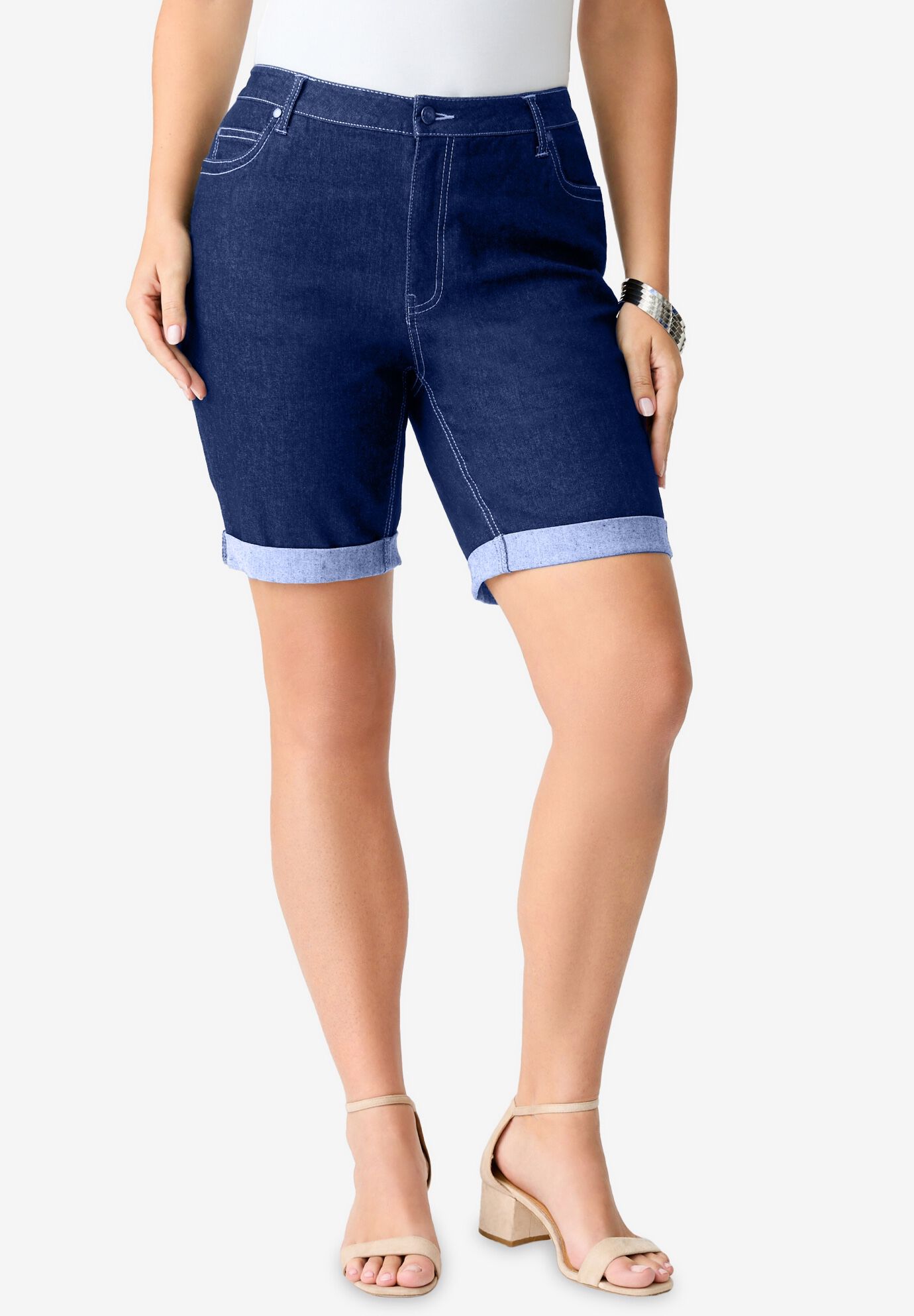 woman within denim shorts