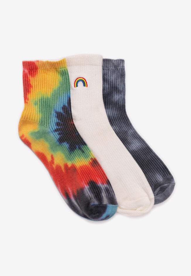 3 Pack Terry Crew Sock, RAINBOW, hi-res image number 0