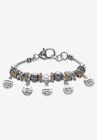 Silver Tone 10 Commandments Charm Bracelet Lucite 7.5" plus 1" ext, , alternate image number null